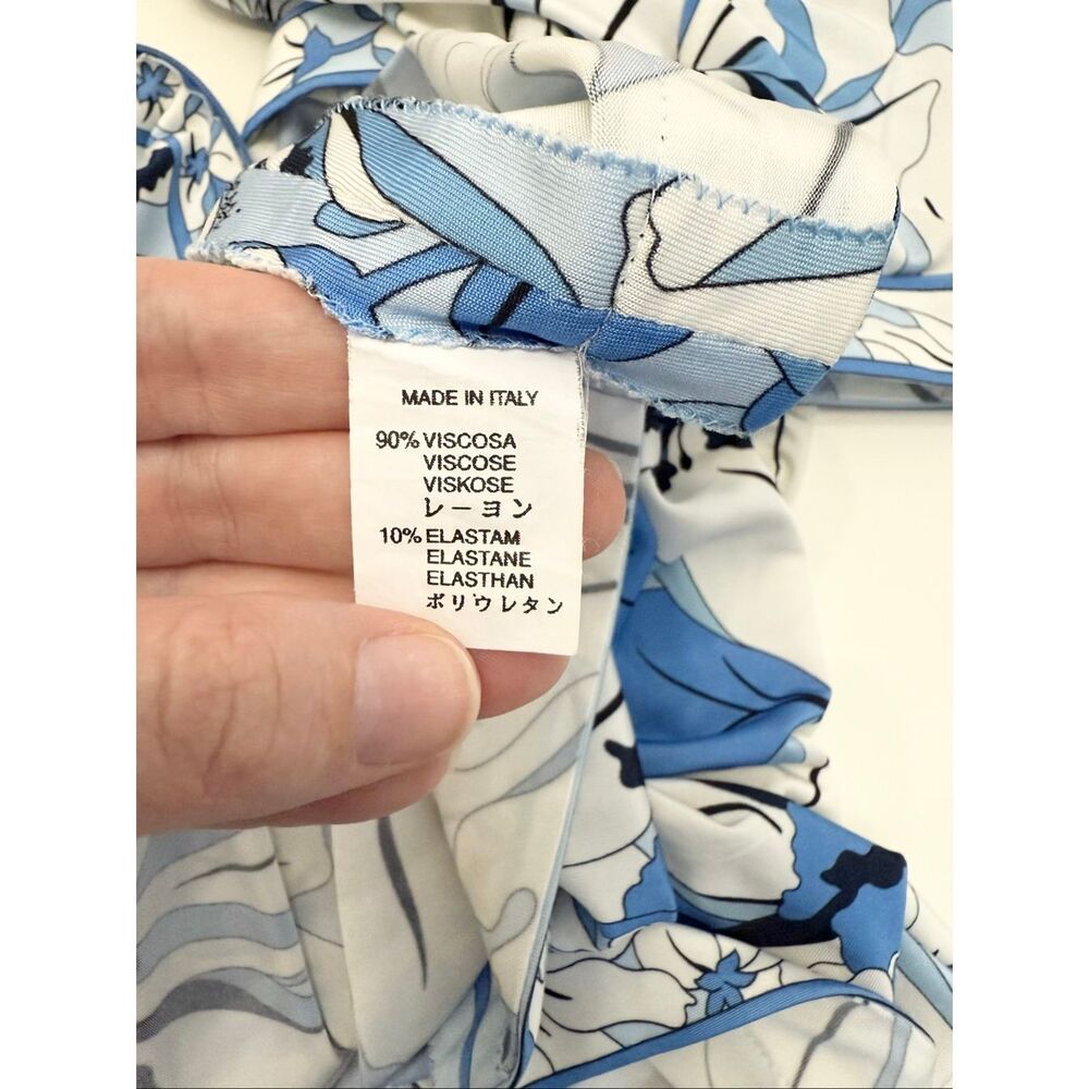 Averardo Bessi Abstract Blue White Italian Made Floral Print A-Line Dress Size 6 - Picture 5 of 6